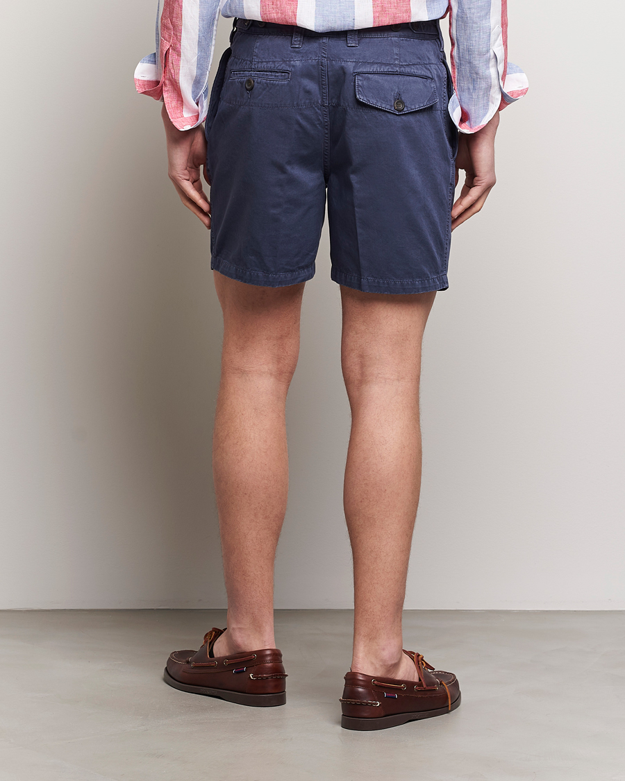 Herre | Shorts | Drake's | Cotton Twill Chino Shorts Washed Navy