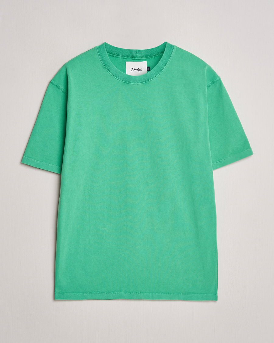 Herre | T-Shirts | Drake's | Washed Hiking T-Shirt Green