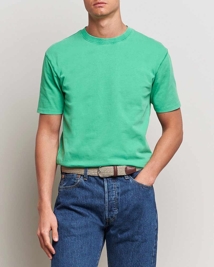 Herre | Kortærmede t-shirts | Drake\'s | Washed Hiking T-Shirt Green
