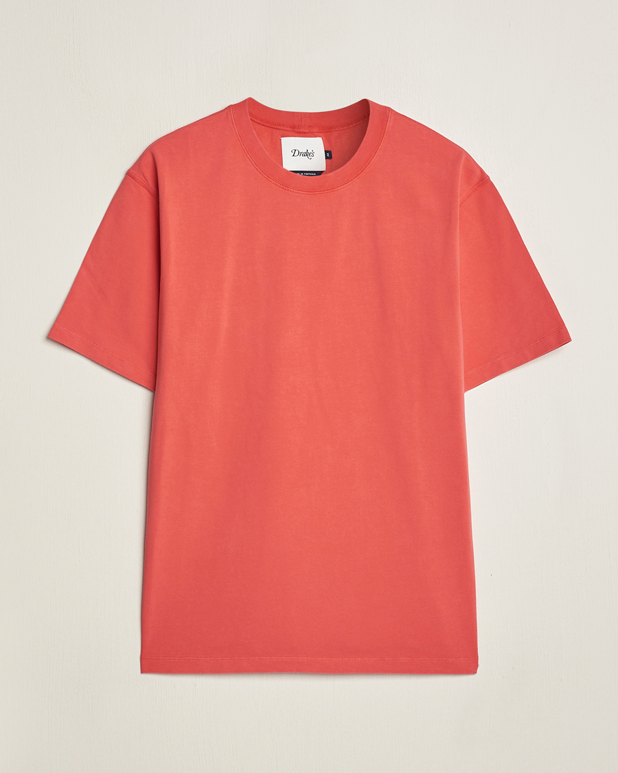 Herre | T-Shirts | Drake's | Washed Hiking T-Shirt Red
