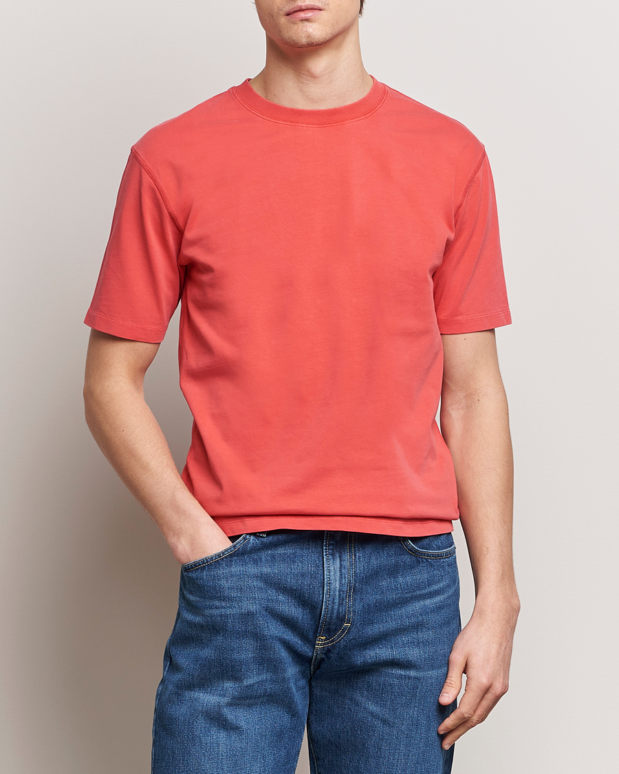 Herre | Kortærmede t-shirts | Drake\'s | Washed Hiking T-Shirt Red