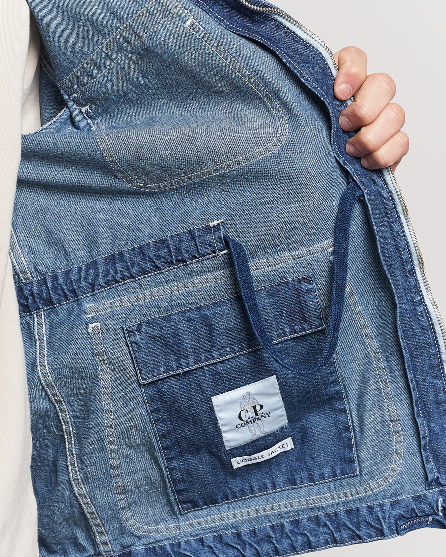 Herre | Jakker | C.P. Company | Hooded Denim Goggles Jacket Indigo