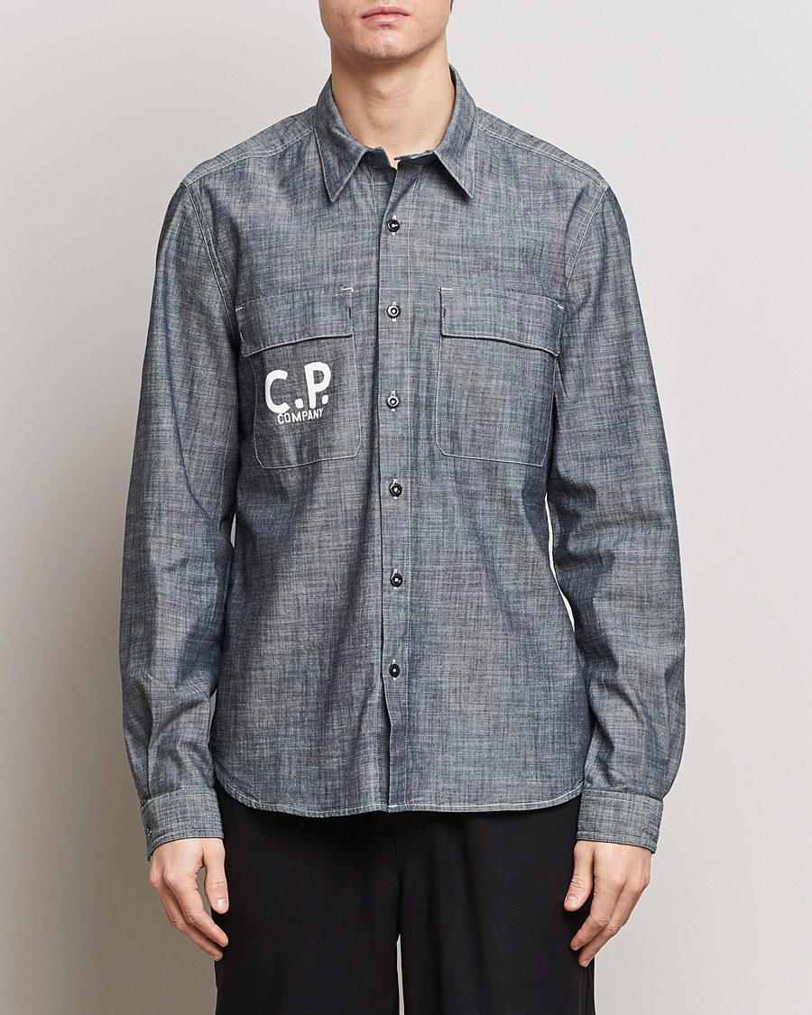 Herr |  | C.P. Company | Long Sleeve Chambray Denim Shirt Black