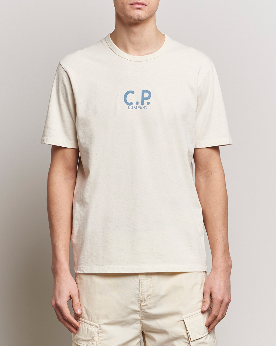 Herre | Kortærmede t-shirts | C.P. Company | Short Sleeve Jersey Guscette Logo T-Shirt Natural