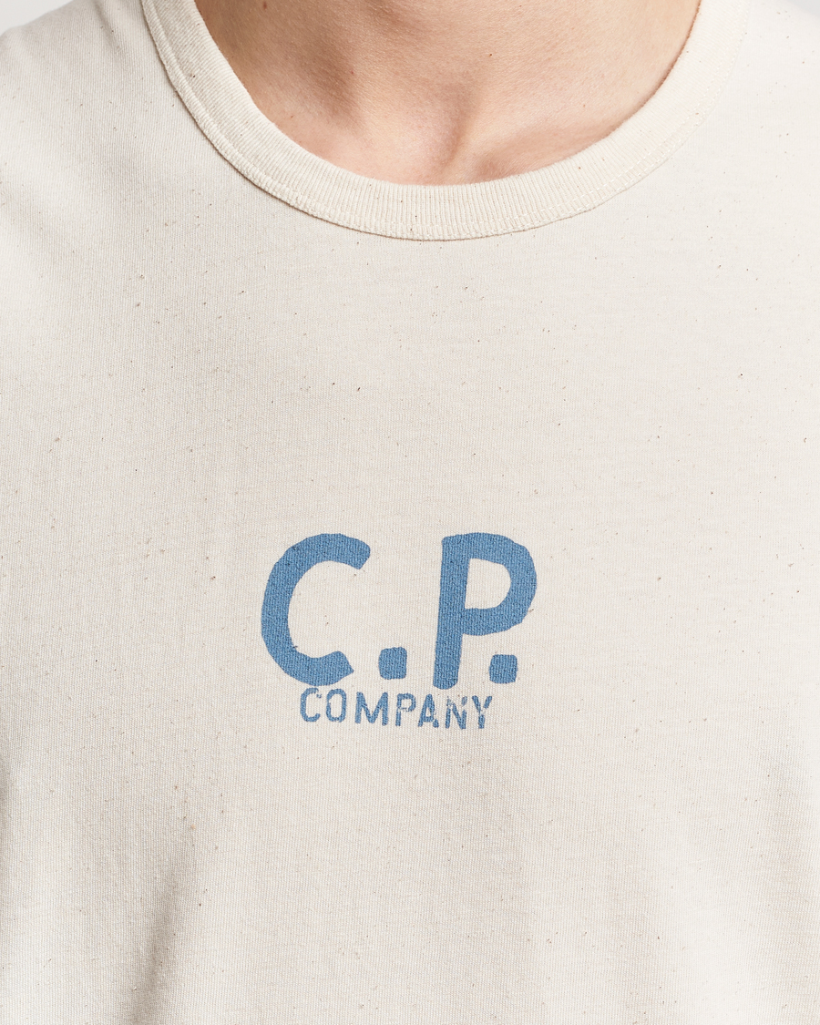 Herre | T-Shirts | C.P. Company | Short Sleeve Jersey Guscette Logo T-Shirt Natural