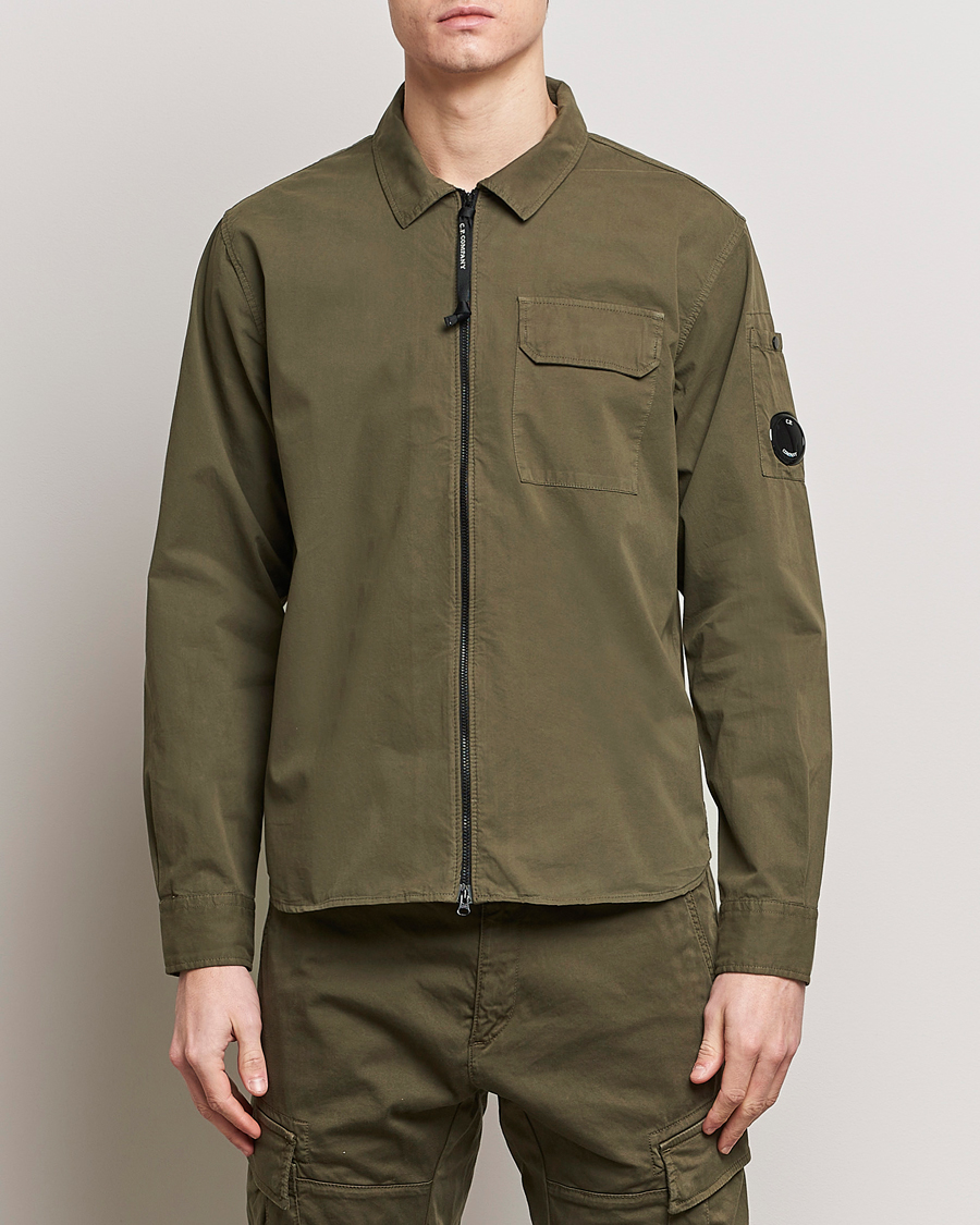 Herre | Afdelinger | C.P. Company | Garment Dyed Gabardine Zip Shirt Jacket Army