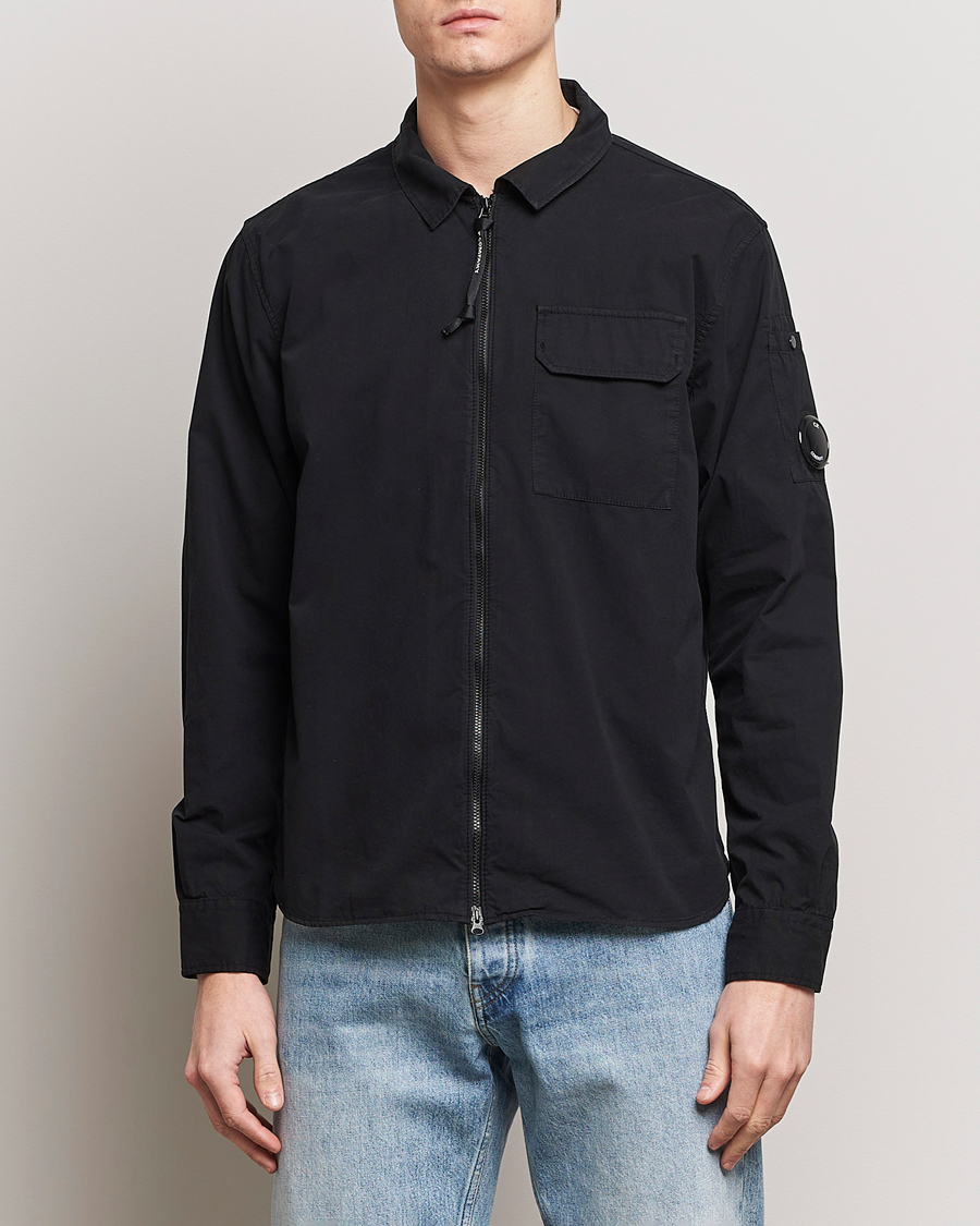 Herre | Casual | C.P. Company | Garment Dyed Gabardine Zip Shirt Jacket Black