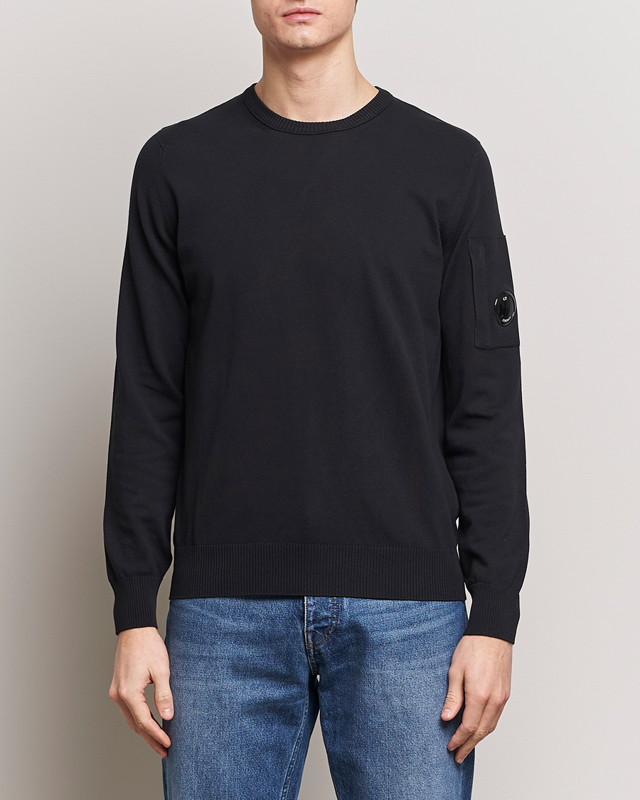 Herre | Pullovers med rund hals | C.P. Company | Old Dyed Cotton Crepe Crewneck Black