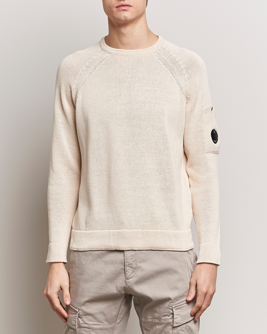 Herre | Strikkede trøjer | C.P. Company | Compact Cotton Lens Crewneck Ecru