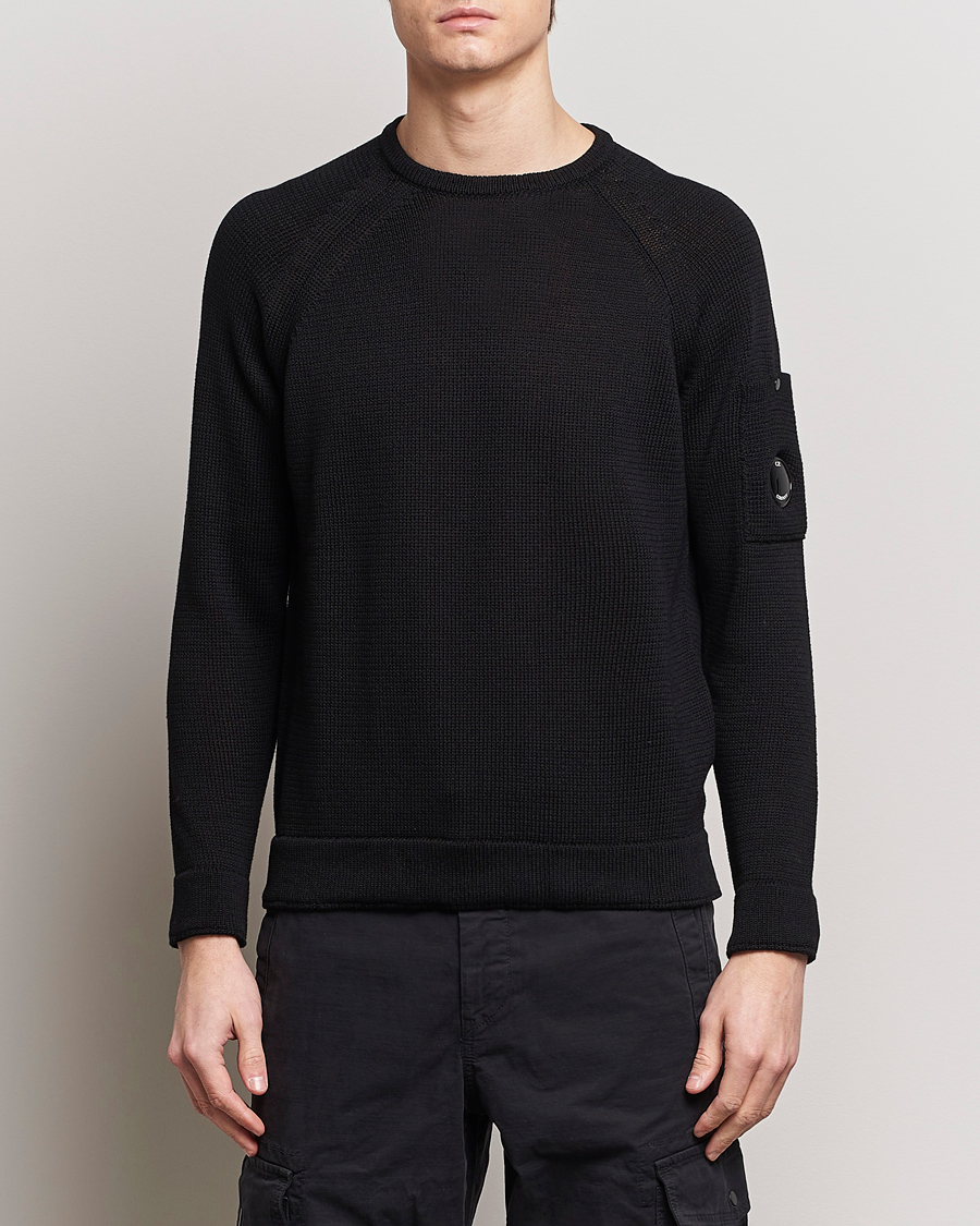 Herre | Strikkede trøjer | C.P. Company | Compact Cotton Lens Crewneck Black