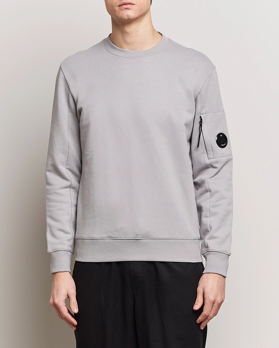 Herre | Grå sweatshirts | C.P. Company | Diagonal Raised Fleece Lens Sweatshirt Light Grey