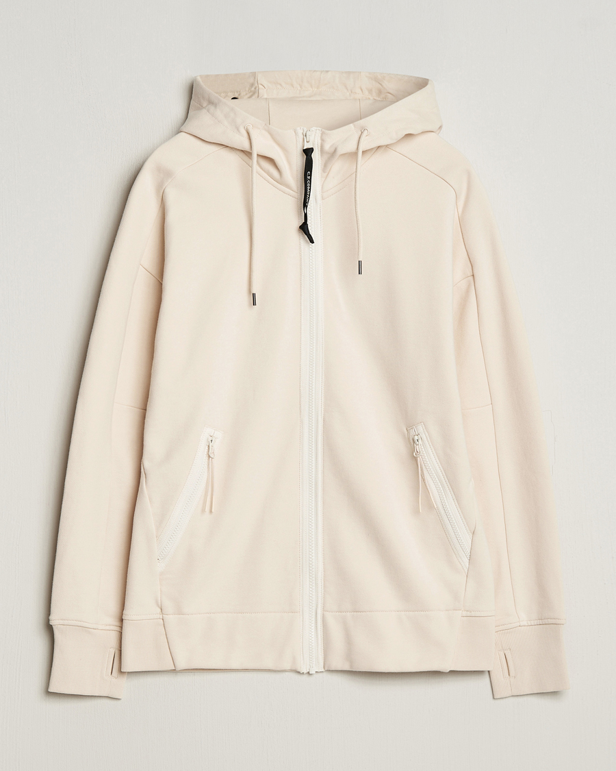 Herre | Trøjer | C.P. Company | Diagonal Raised Fleece Full Zip Goggle Hoodie Ecru