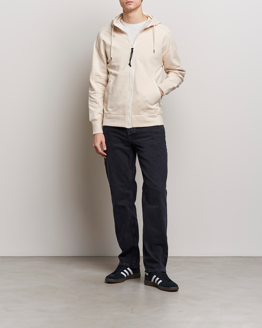 Herre | Trøjer | C.P. Company | Diagonal Raised Fleece Full Zip Goggle Hoodie Ecru