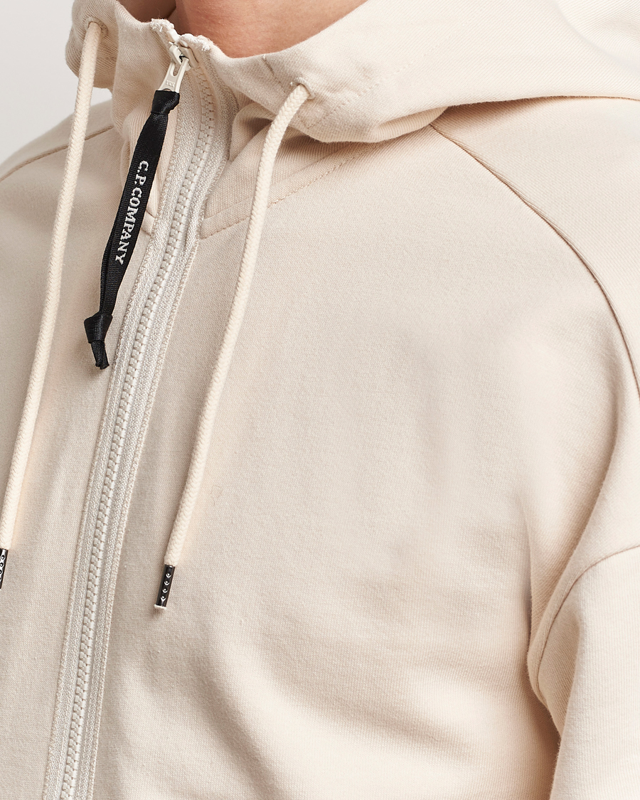 Herre | Trøjer | C.P. Company | Diagonal Raised Fleece Full Zip Goggle Hoodie Ecru