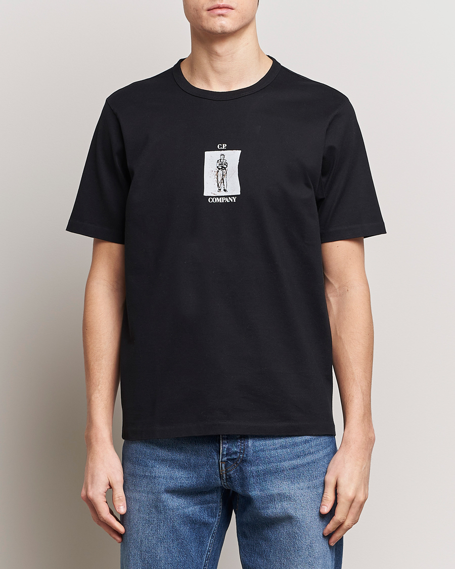 Herre | Sorte t-shirts | C.P. Company | Mercerized Heavy Cotton Back Logo T-Shirt Black