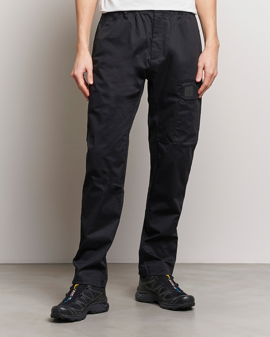 Herre | Bukser | C.P. Company | Metropolis Gabardine Stretch Satin Cargo Trousers Black