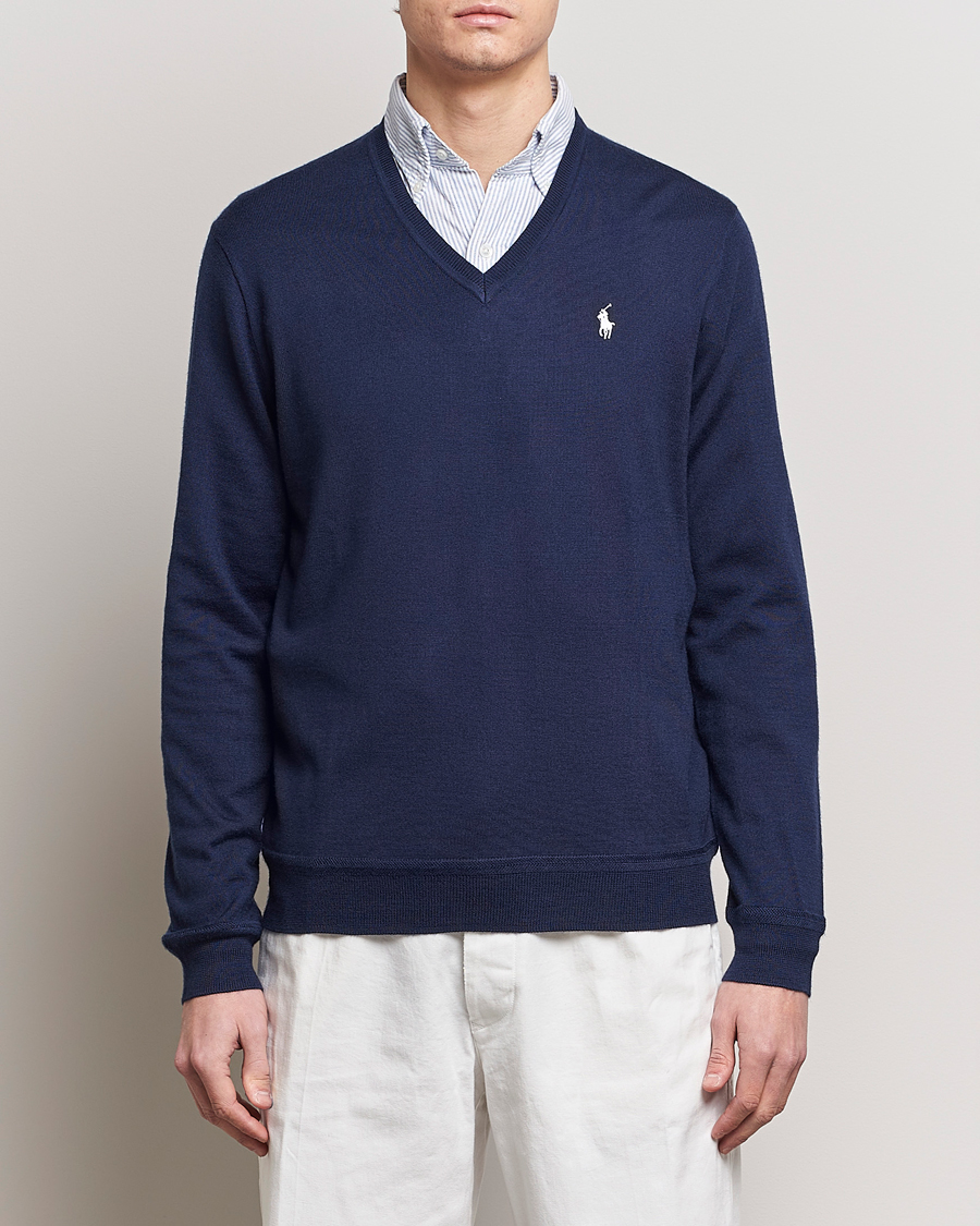 Herre | Strikkede trøjer | Polo Ralph Lauren Golf | Wool Knitted V-Neck Sweater Refined Navy