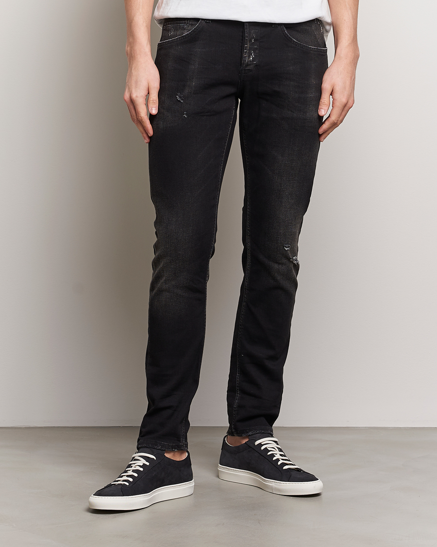 Herr | Svarta jeans | Dondup | George Distressed Jeans Washed Black