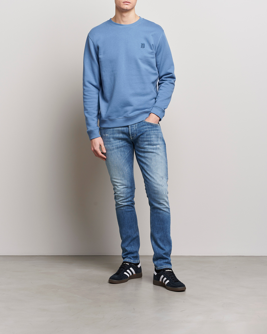 Herre | Trøjer | Dondup | Loco Crew Neck Sweatshirt Washed Blue