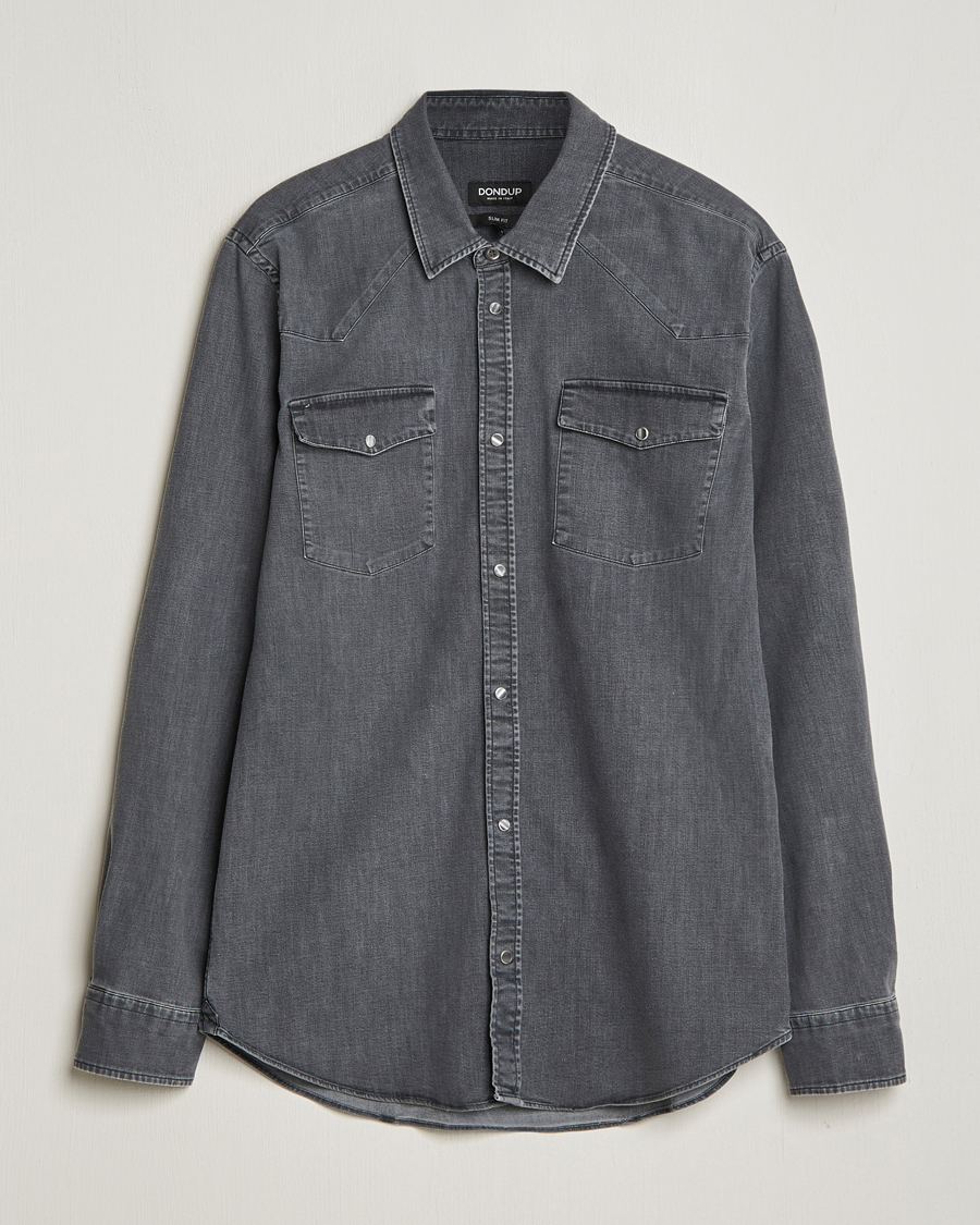 Herre |  | Dondup | Slim Fit Pocket Denim Shirt Washed Grey