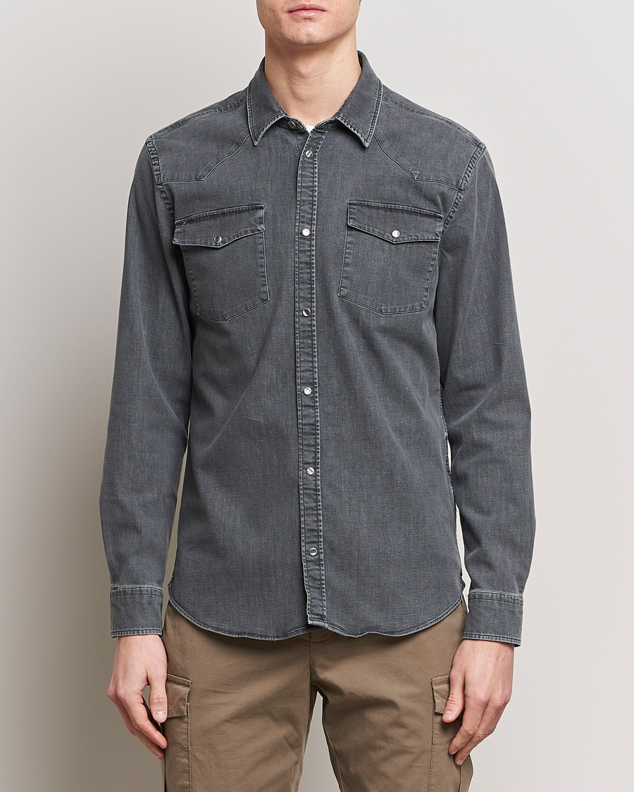 Herre | Denimskjorter | Dondup | Slim Fit Pocket Denim Shirt Washed Grey