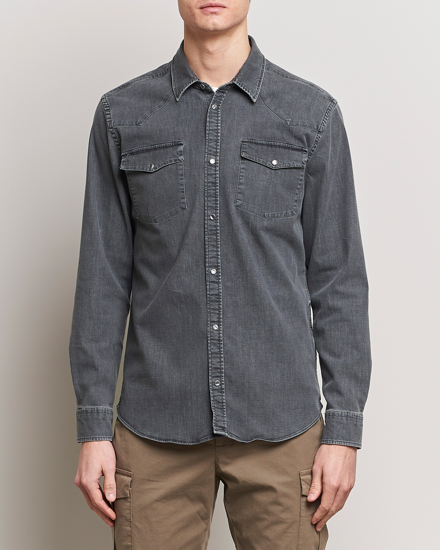 Herre | Tøj | Dondup | Slim Fit Pocket Denim Shirt Washed Grey