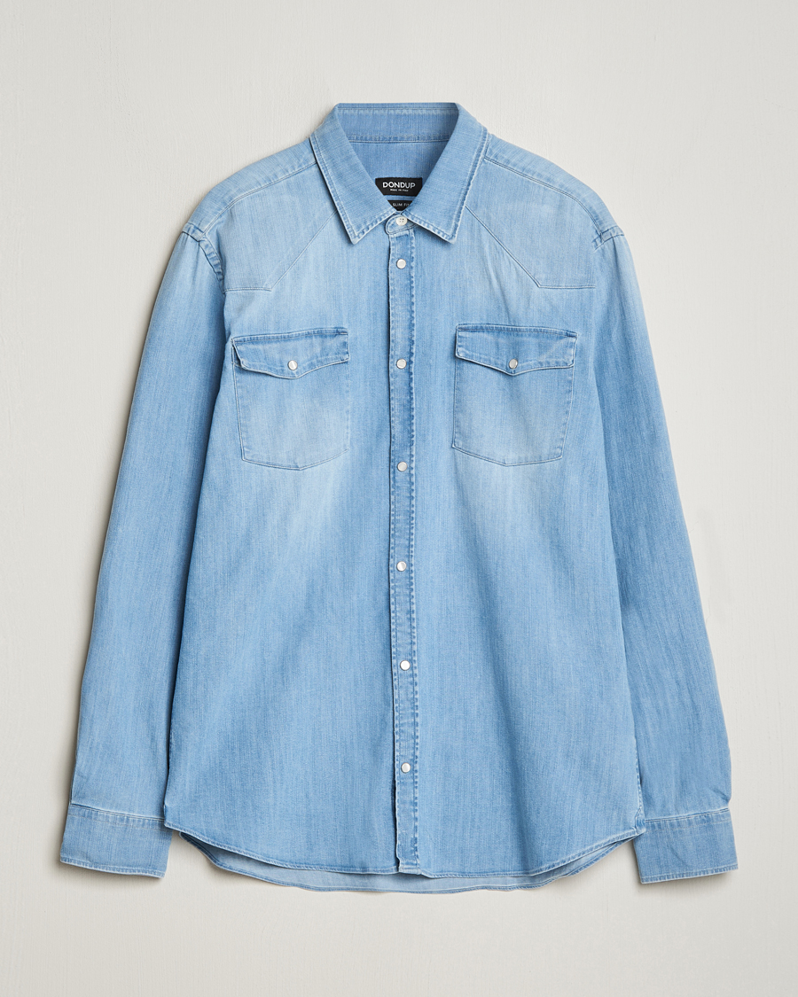 Herr |  | Dondup | Slim Fit Pocket Denim Shirt Light Blue