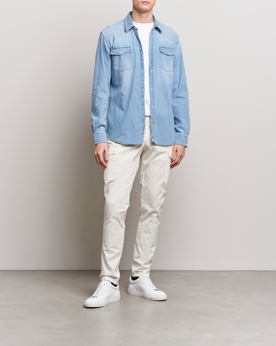 Herre | Skjorter | Dondup | Slim Fit Pocket Denim Shirt Light Blue