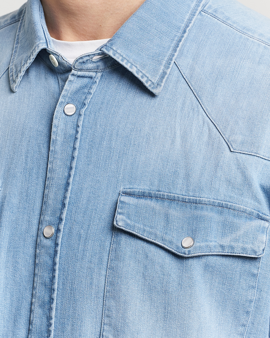 Herre | Skjorter | Dondup | Slim Fit Pocket Denim Shirt Light Blue