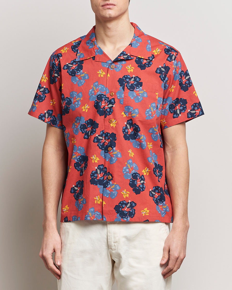 Herre | Nudie Jeans | Nudie Jeans | Arthur Printed Flower Short Sleeve Shirt Red