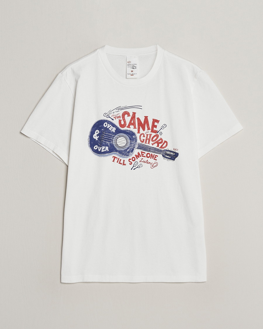 Herre | T-Shirts | Nudie Jeans | Roy Printed Crew Neck T-Shirt Off White