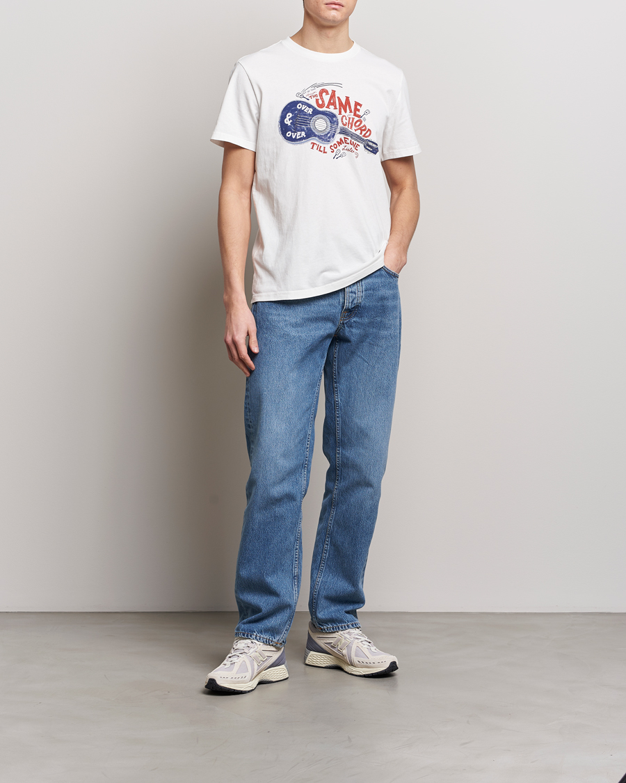 Herre | T-Shirts | Nudie Jeans | Roy Printed Crew Neck T-Shirt Off White