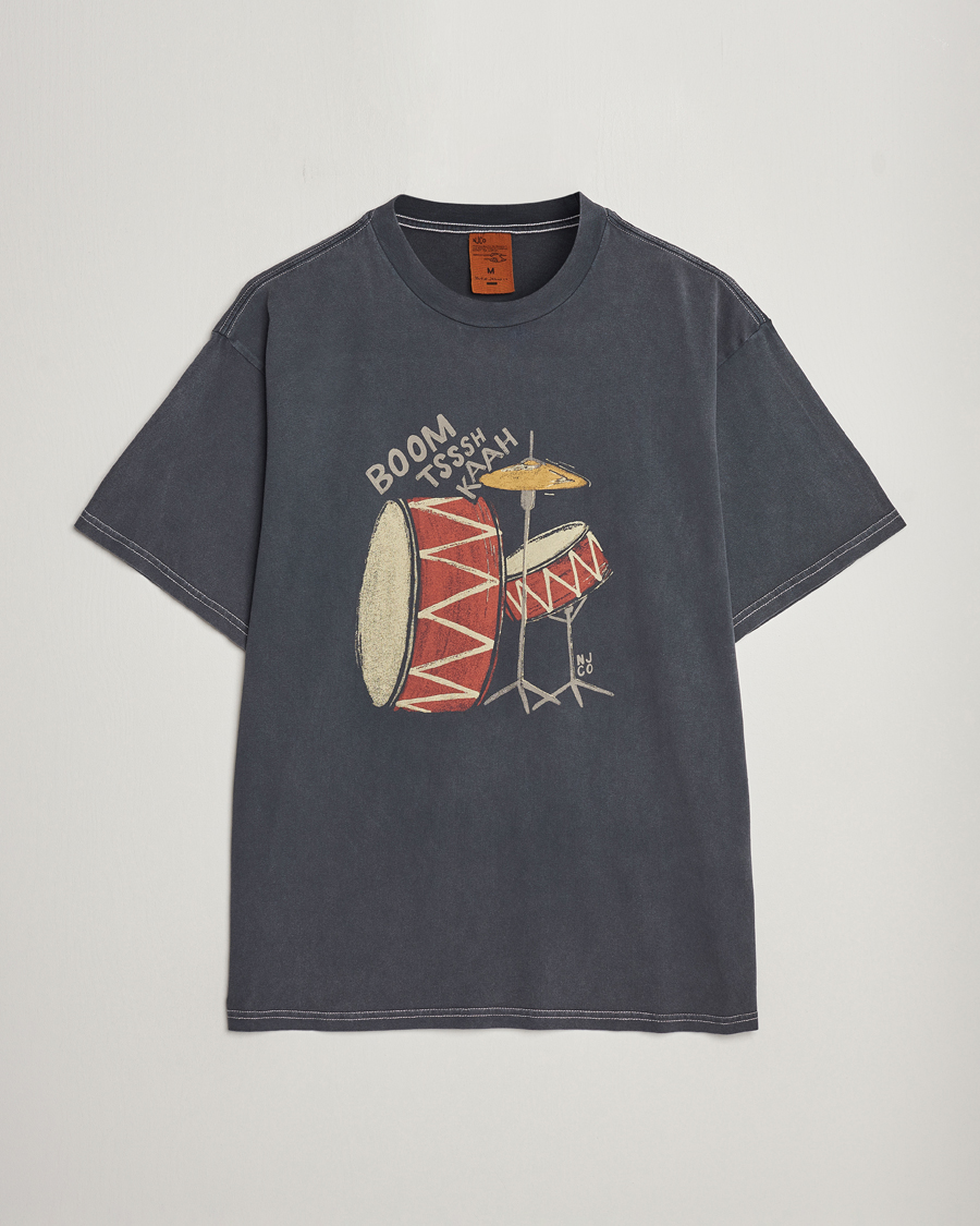 Herre | T-Shirts | Nudie Jeans | Koffe Printed Crew Neck T-Shirt Antracite