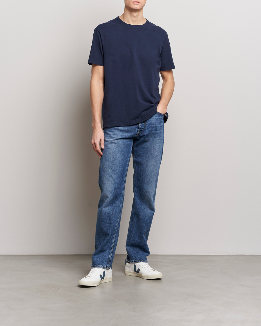 Herre | T-Shirts | Nudie Jeans | Uno Everyday Crew Neck T-Shirt Blue