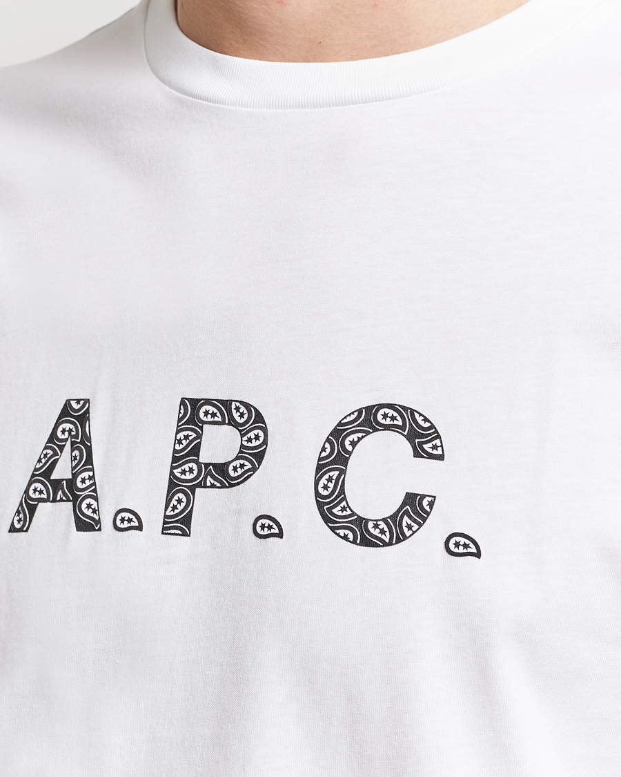 Herre | T-Shirts | A.P.C. | Paisley Logo Crew Neck T-Shirt White