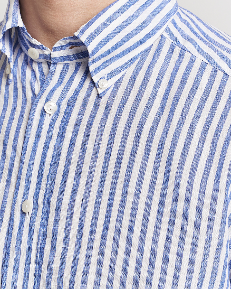 Herre | Skjorter | Eton | Slim Fit Striped Linen Shirt Blue/White