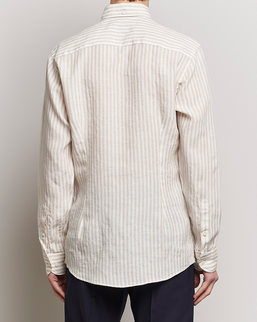 Herre | Skjorter | Eton | Slim Fit Striped Linen Shirt Beige/White