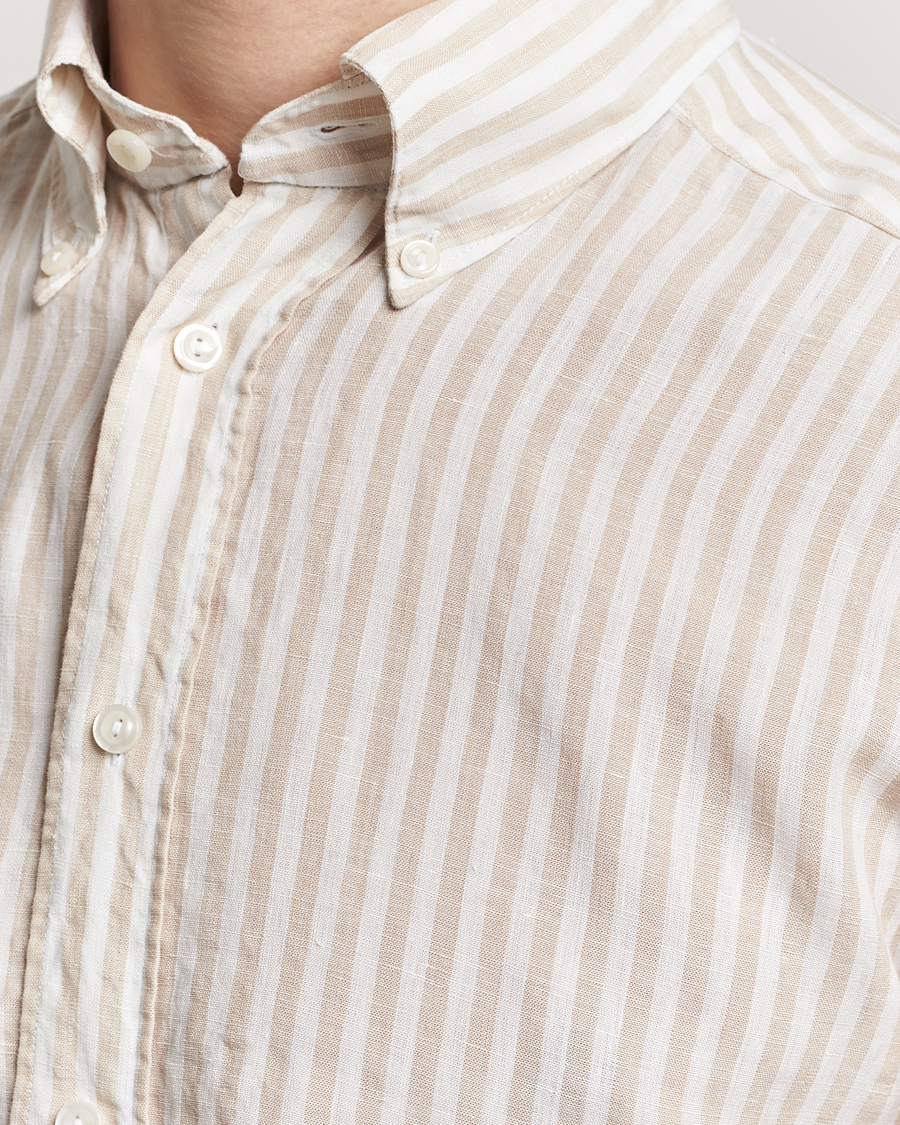 Herre | Skjorter | Eton | Slim Fit Striped Linen Shirt Beige/White