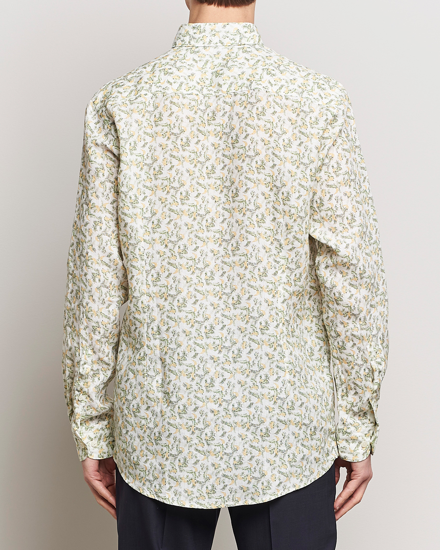 Herre | Skjorter | Eton | Contemporary Fit Printed Linen Shirt Green Banana