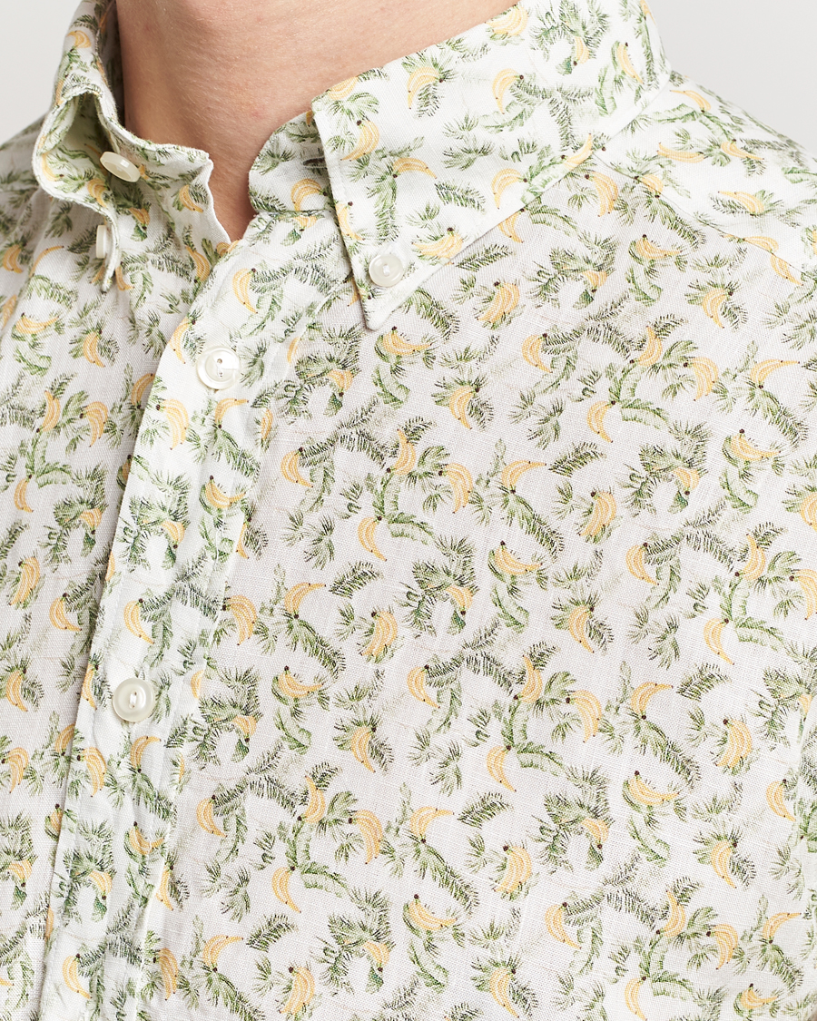 Herre | Skjorter | Eton | Contemporary Fit Printed Linen Shirt Green Banana