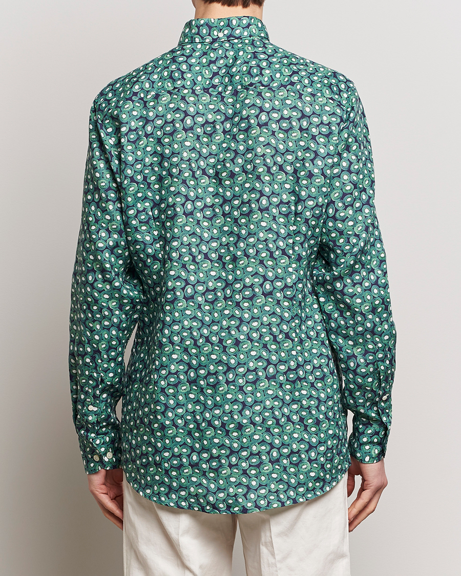 Herre | Skjorter | Eton | Contemporary Fit Printed Linen Shirt Green Kiwi