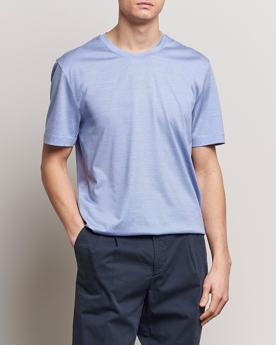 Herre | Tøj | Eton | Mercerized Jersey Crew Neck T-Shirt Mid Blue