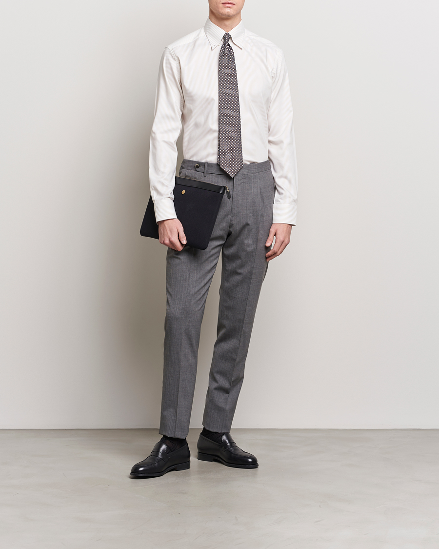 Herre | Skjorter | Eton | Slim Fit Bengal Striped Oxford Shirt Beige/White