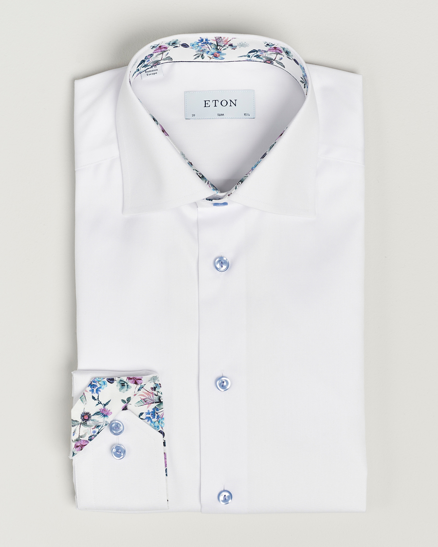 Herre | Skjorter | Eton | Slim Fit Signature Twill Contrast Shirt White