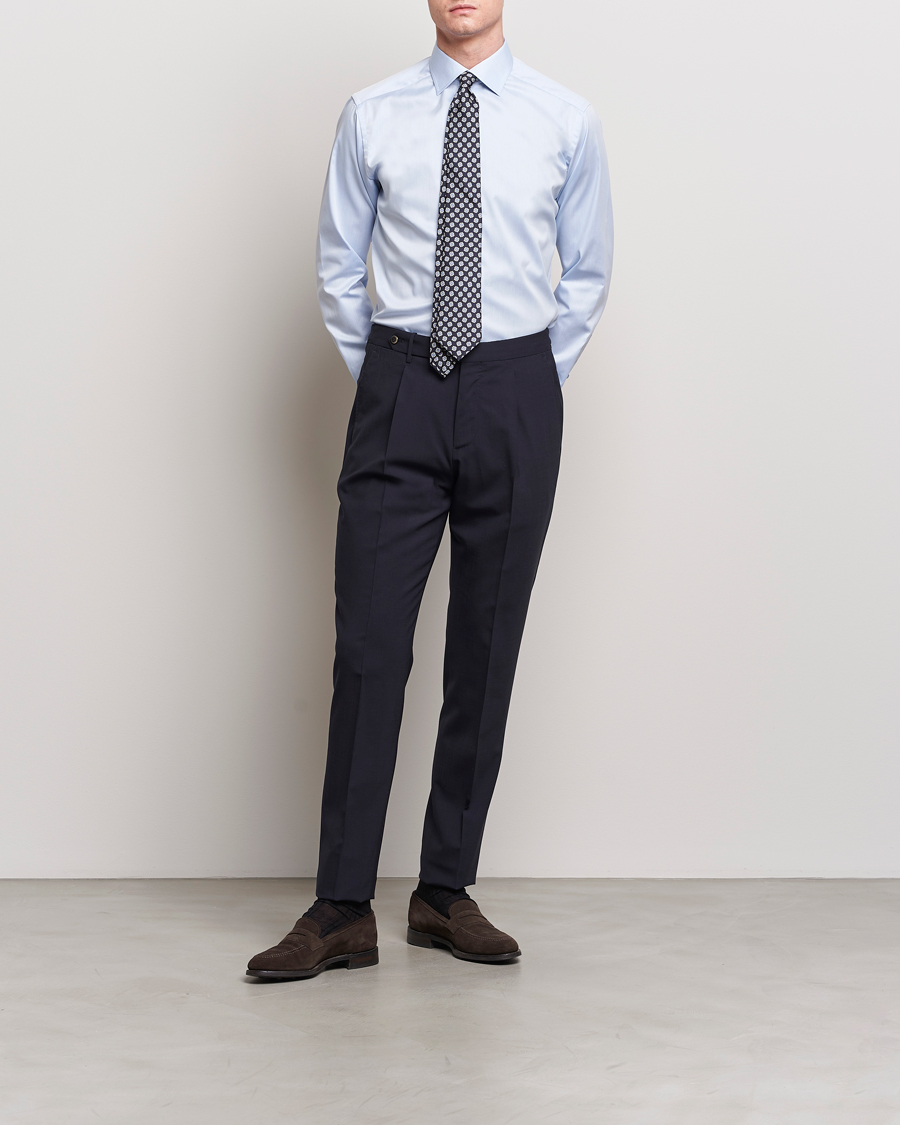 Herre | Business & Beyond | Eton | Slim Fit Signature Twill Contrast Shirt Light Blue