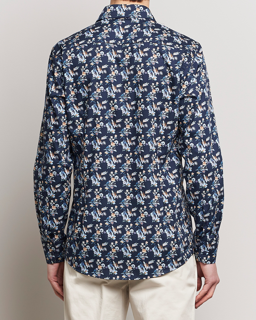 Herre | Skjorter | Eton | Slim Fit Twill Printed Flower Shirt Navy Blue