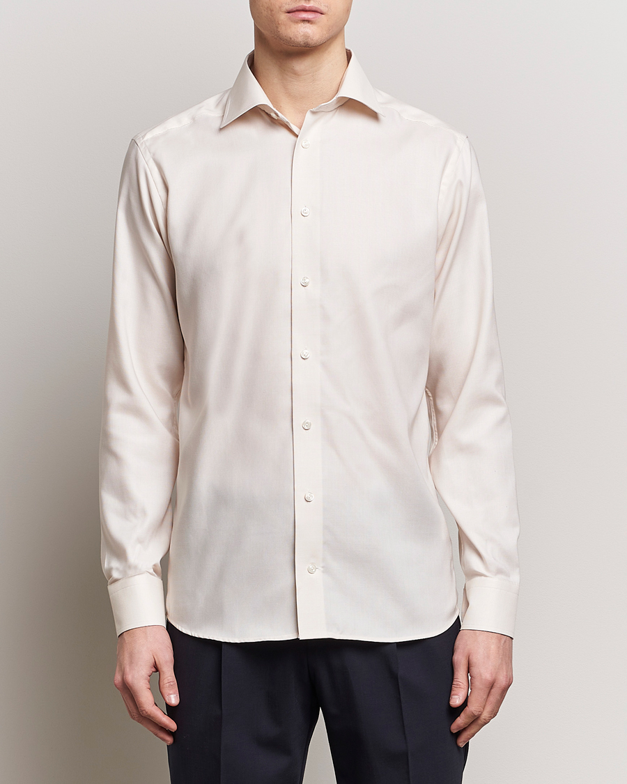 Herre | Tøj | Eton | Slim Fit Twill Shirt Light Yellow