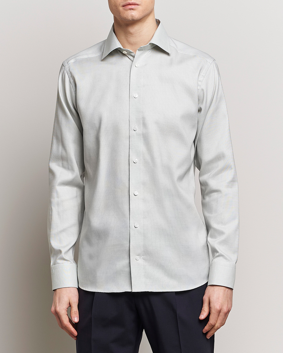 Herre | Tøj | Eton | Slim Fit Twill Shirt Mid Green