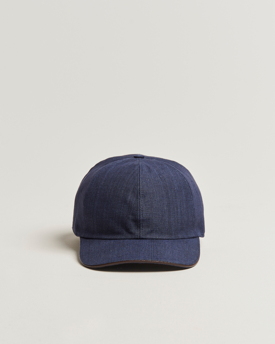 Herre |  | Eton | Solid Linen Cap Navy Blue