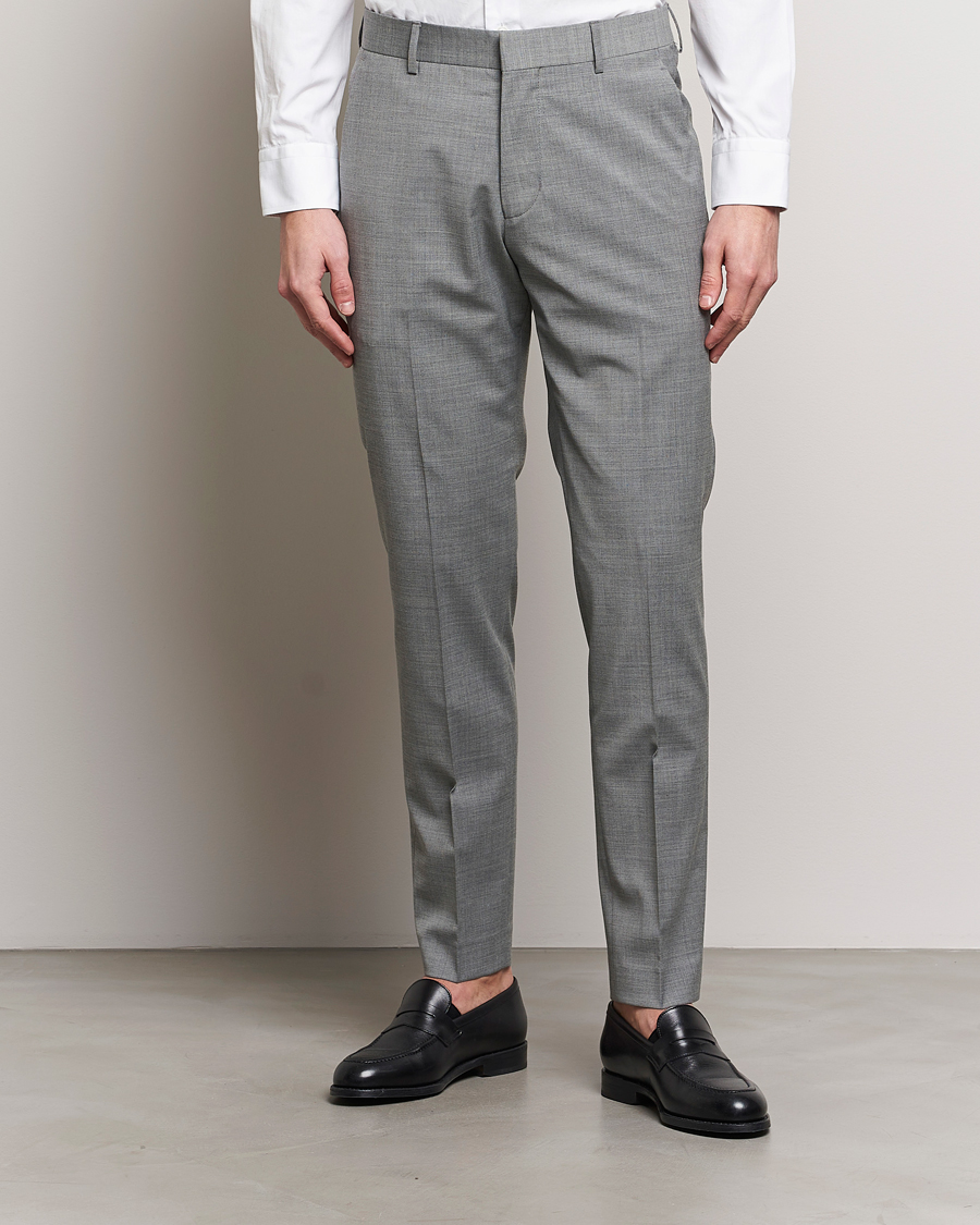 Herr | Kostymbyxor | Tiger of Sweden | Tenuta Wool Travel Suit Trousers Grey Melange